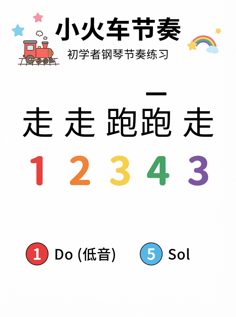 小火车节奏彩色数字练习谱